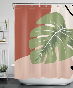 Abstract Palm Leaf Minimalist Shower Curtain for Modern Bathrooms