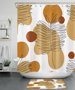 Abstract Palm Leaf Shower Curtain - Contemporary Bathroom Decor