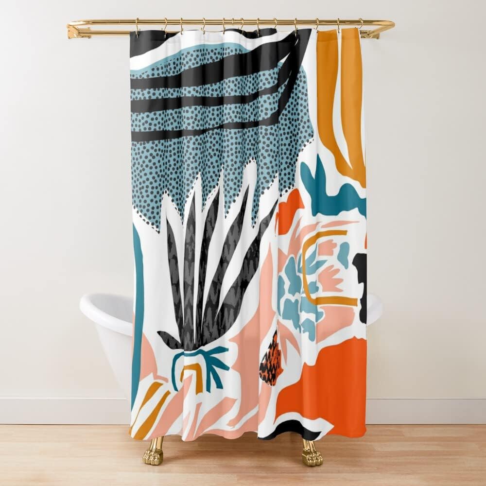 Abstract Palm Springs Shower Curtain - Mid-Century Bathroom Decor