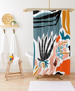 Abstract Palm Springs Shower Curtain - Mid-Century Bathroom Decor