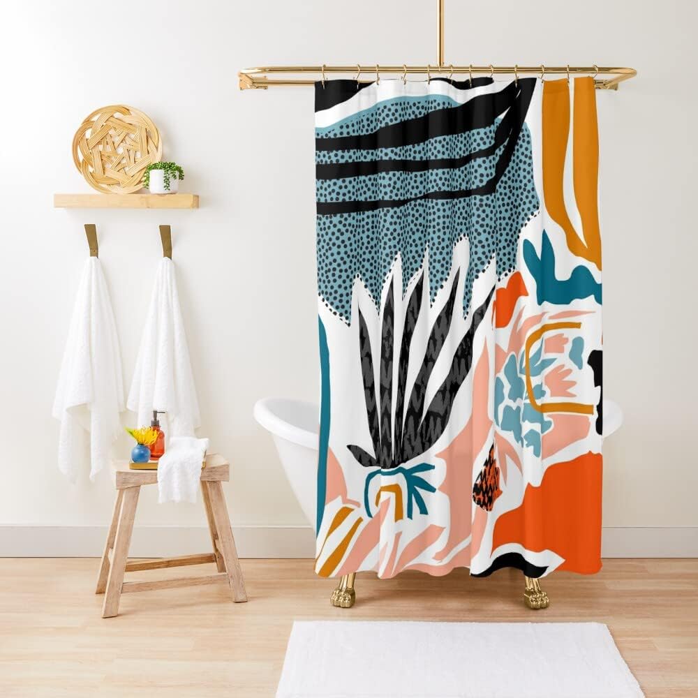 Abstract Palm Springs Shower Curtain - Mid-Century Bathroom Decor