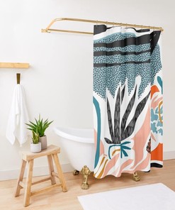 Abstract Palm Springs Shower Curtain - Mid-Century Bathroom Decor