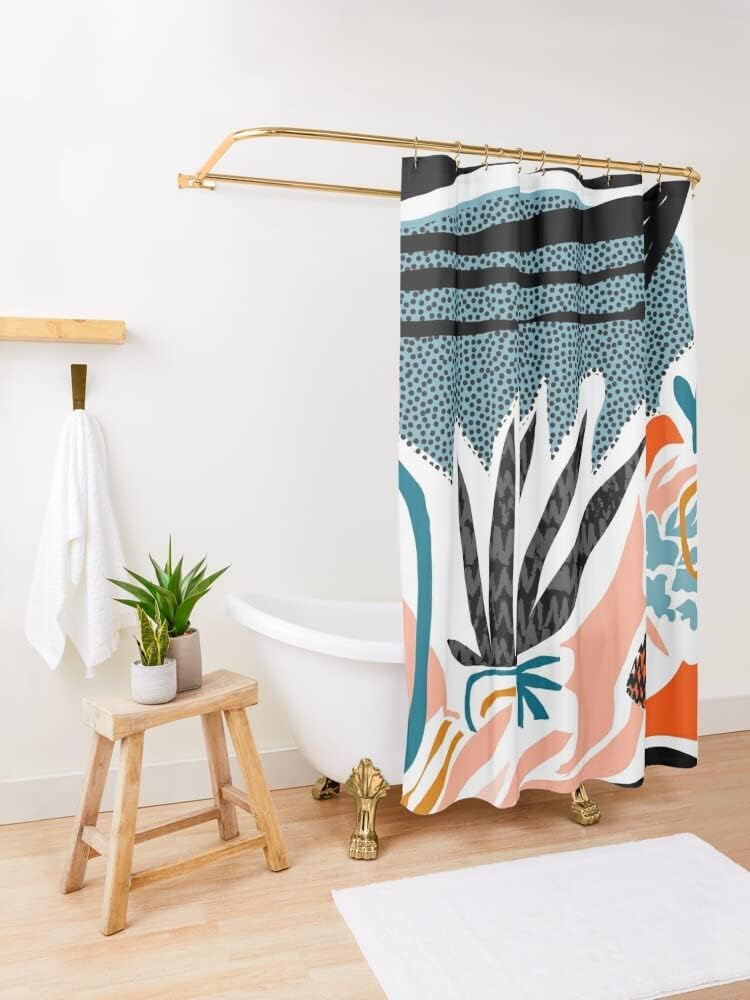 Abstract Palm Springs Shower Curtain - Mid-Century Bathroom Decor