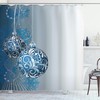 Abstract Pattern Snowflake Motifs Curlicues On Baubles Christmas Shower Curtain - Cloth Fabric Bathroom Decors