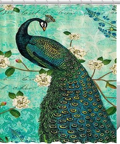 Abstract Peacock Feather Luxury Shower Curtain for Bathroom Decor
