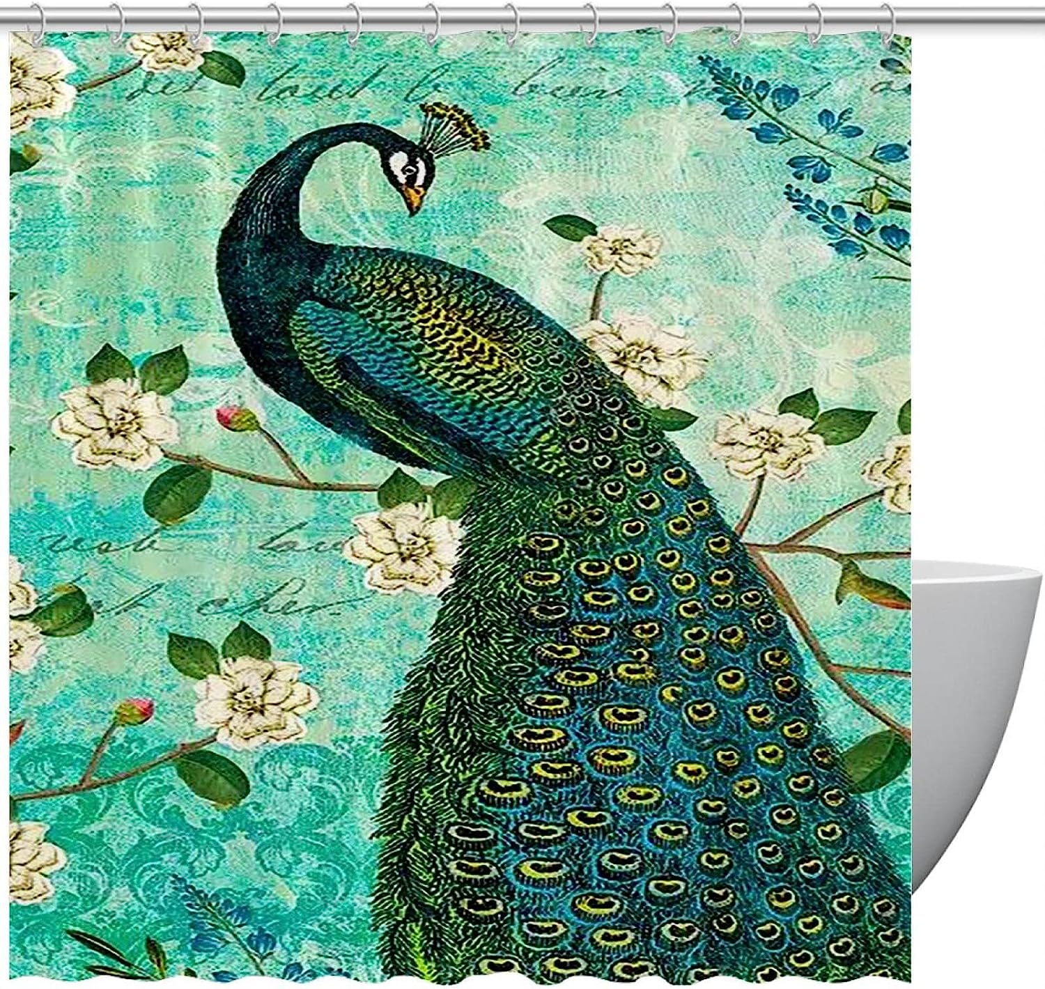 Abstract Peacock Feather Luxury Shower Curtain for Bathroom Decor