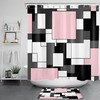 Abstract Pink Geometric Pattern Shower Curtain For Minimalist Bathroom Decor