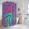 Abstract Purple Octopus Print on Modern AI Art Shower Curtain Design