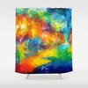 Abstract Rainbow Shower Curtain, Geometric Design With Colorful Polyester Fabric For Modern Bathroom Decor