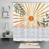 Abstract Rainbow Sun Shower Curtain with Plant Print for Bathroom Accessories