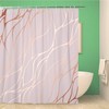 Abstract Rose Gold Pattern Floral and Marble Surfaces Shower Curtain with Waterproof Bathroom Decor Curtain