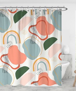 Abstract Shapes Design Shower Curtain For Modern Bathroom Decor