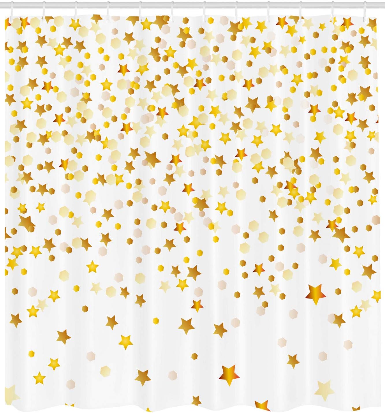 Abstract Shower Curtain - Sparsed Dreamy Stars And Spots Geometric Design - Cloth Fabric Bathroom Decorr - Image 2