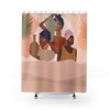 Abstract Shower Curtain With Turban African Women For Minimalist Bathroom Decor
