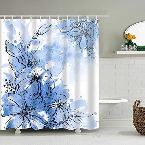 Abstract Spring Red Rose Watercolor Shower Curtain, Brighten Up Your Bathroom