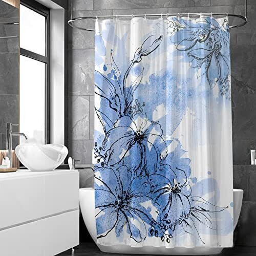 Abstract Spring Red Rose Watercolor Shower Curtain, Brighten Up Your Bathroom