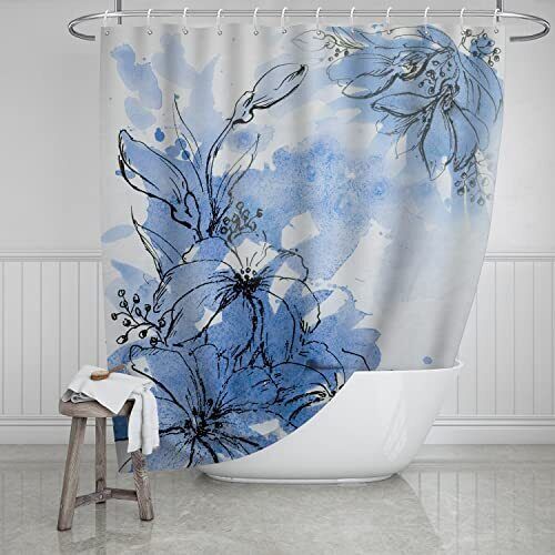 Abstract Spring Red Rose Watercolor Shower Curtain, Brighten Up Your Bathroom