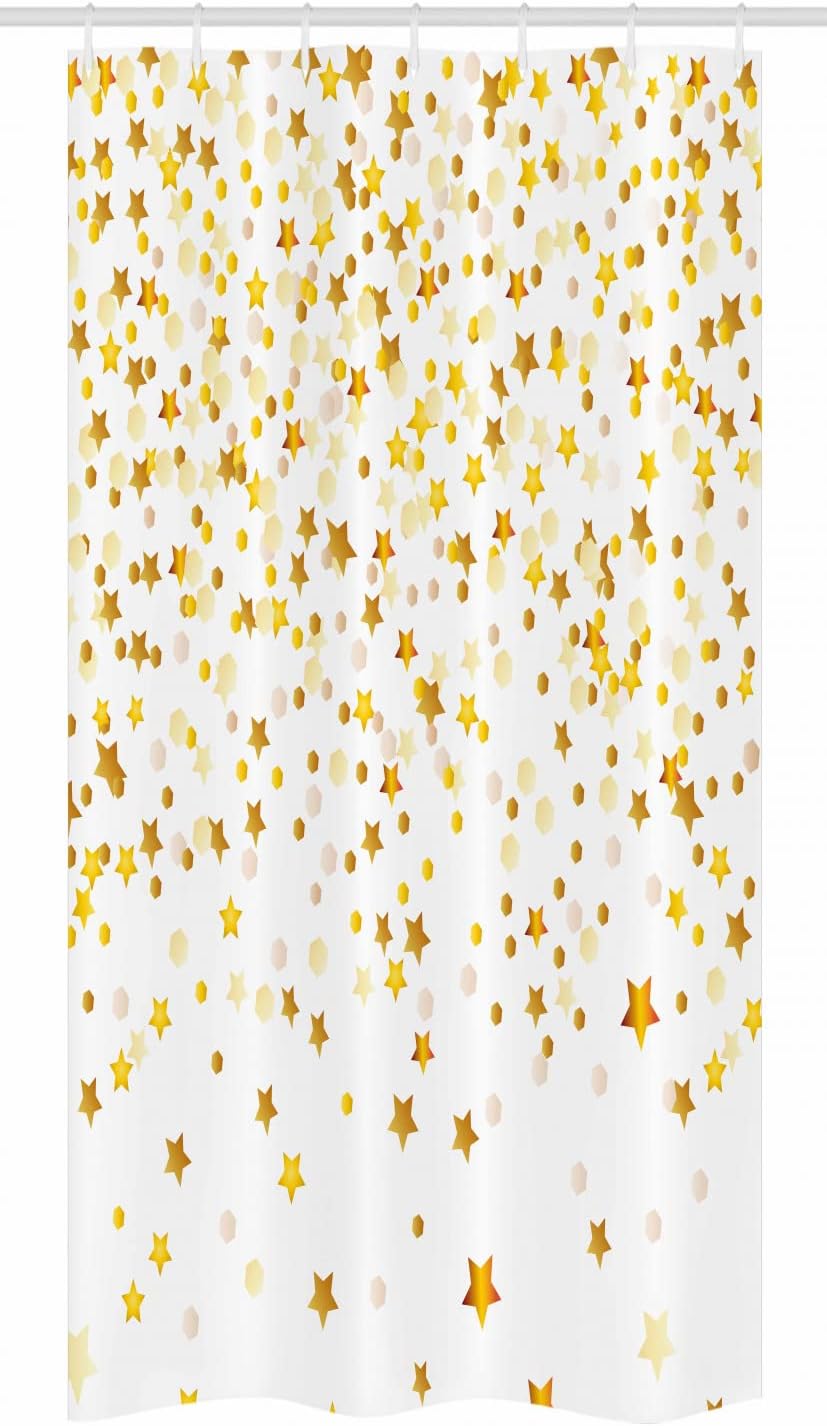 Abstract Stall Shower Curtain - Sparsed Dreamy Stars And Spots Geometric Design - Fabric Bathroom Decorr - Image 3