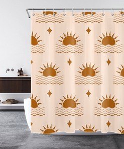 Abstract Star Ocean Sun Mid Century Retro Shower Curtain for Bathroom Decor