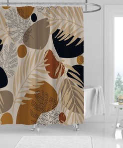 Abstract Stone Art Palm Leaf Print Shower Curtain for Modern Chic Bathroom Decor