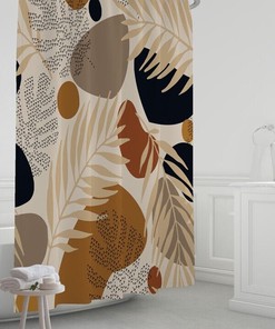 Abstract Stone Art Palm Leaf Print Shower Curtain for Modern Chic Bathroom Decor
