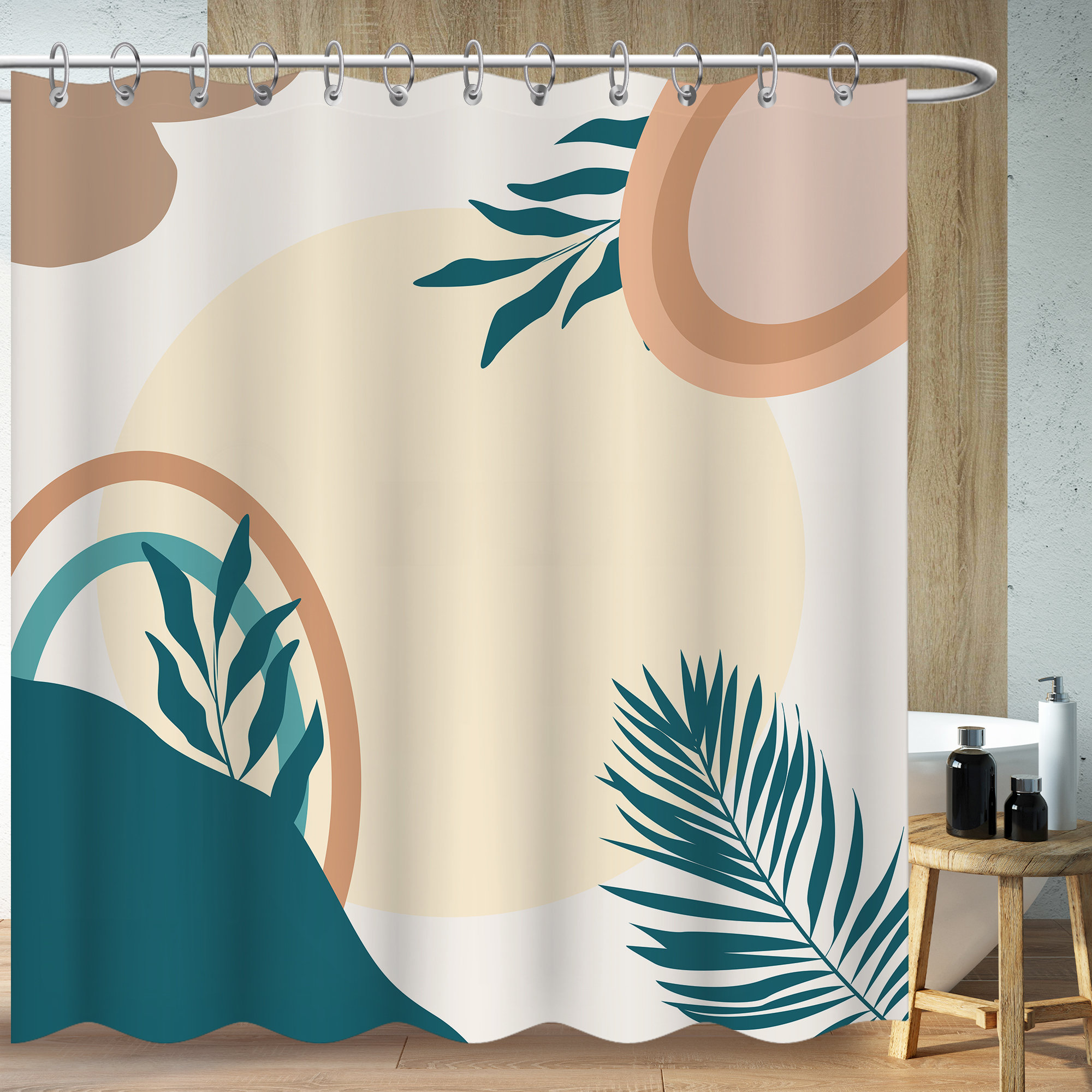 Abstract Sun And Botanical Floral Shower Curtain For A Delicate And Natural Touch