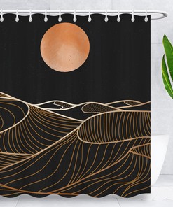 Abstract Sun Boho Shower Curtain For Minimalistic Bathroom Decor