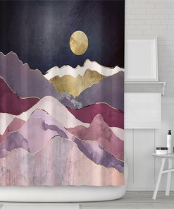 Abstract Sun Mountains Landscape Shower Curtain Waterproof Fabric Home Bathroom Decor