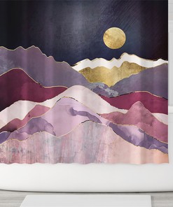 Abstract Sun Mountains Landscape Shower Curtain Waterproof Fabric Home Bathroom Decor