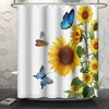 Abstract Sunflowers and Butterflies Renaiss Shower Curtain for Bathroom Decor