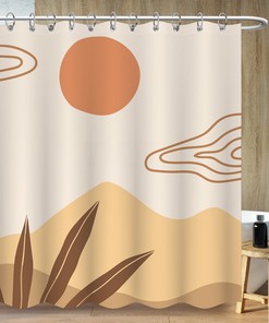 Abstract Sunset With Clouds And Mountains Shower Curtain For A Serene Ambience
