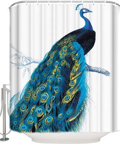 Abstract Tail Feather Eye Peacock Shower Curtain for Artistic Bathroom