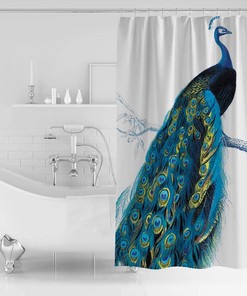 Abstract Tail Feather Eye Peacock Shower Curtain for Artistic Bathroom