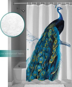 Abstract Tail Feather Eye Peacock Shower Curtain for Artistic Bathroom