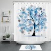 Abstract Tree Blue Ice Crystal Snowflakes Shower Curtain Set For Serene And Peaceful Bathroom Decor