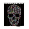 Abstract Tribal Mandala Skull Fabric Shower Curtain for Boho Bathroom Decor