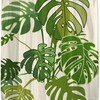 Abstract Tropical Leaves Shower Curtain - Green Monstera Palm Leaf Summer Botanical Design