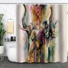 Abstract Two Elephant Printed Waterproof Shower Curtain
