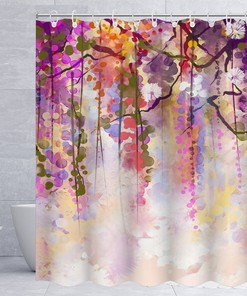 Abstract Watercolor Flower Shower Curtain - Romantic and Nature Inspired Bathroom Decor