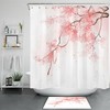 Abstract Watercolor Red Leaves Tree Shower Curtain Set For Nature-Inspired Home Bathroom Decor