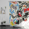 Abstract and Colorful Shower Curtain with Original Pattern by Artist PONY for a Unique and Artistic Bathroom