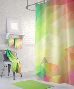 Abstract and Geometric Rainbow Shower Curtain with Artistic and Pastoral Pattern for Modern Bathroom Decor