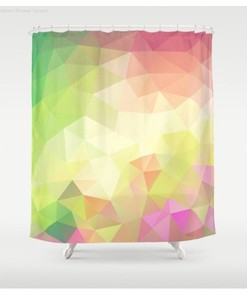Abstract and Geometric Rainbow Shower Curtain with Artistic and Pastoral Pattern for Modern Bathroom Decor
