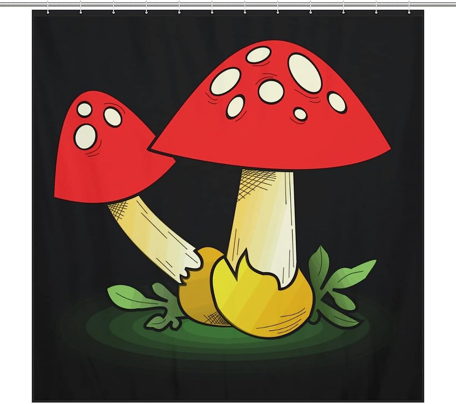 Abstract and Modern Bathroom Decor with AI Art Design Print Magic Mushrooms Shower Curtain.