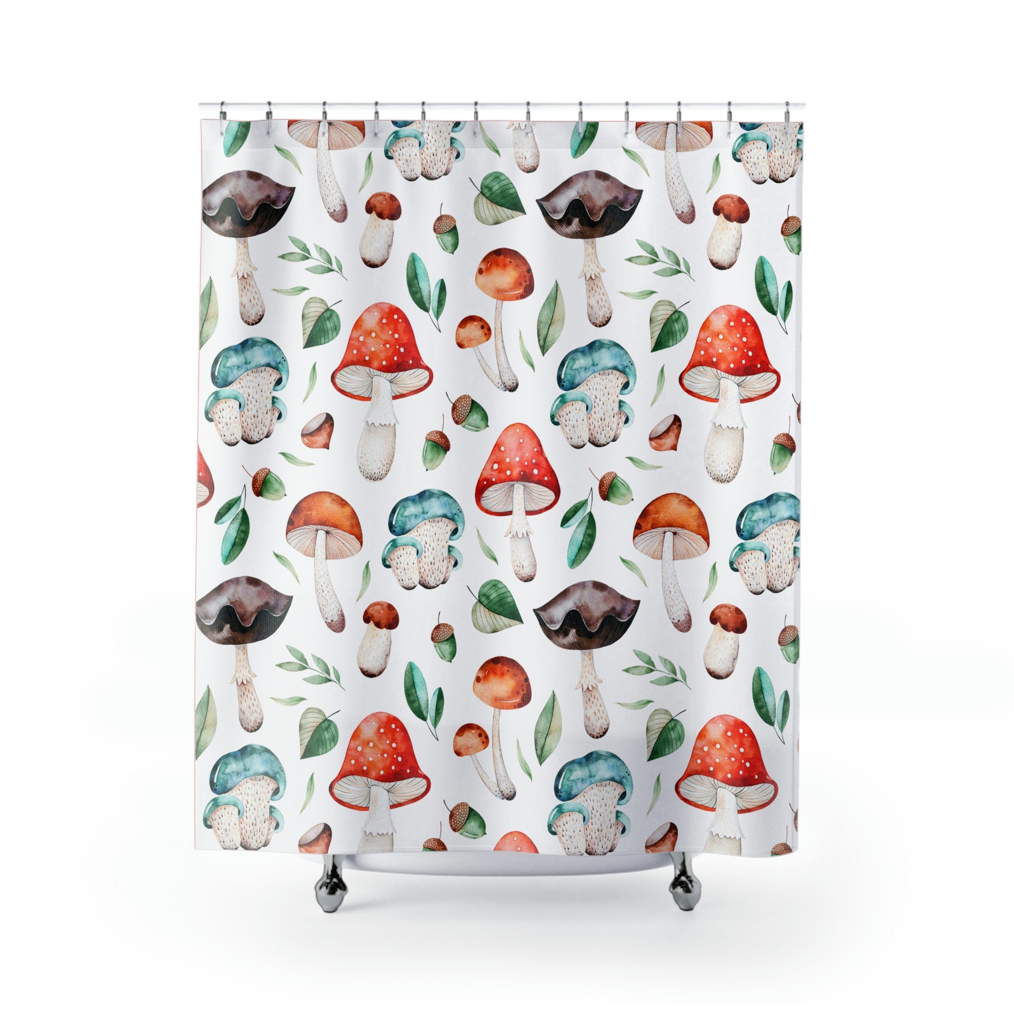 Acorns And Mushrooms Shower Curtain For A Nature-Inspired Bathroom - Image 2