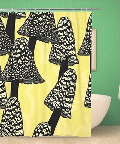 Actual Pattern Mushrooms Shower Curtain - Awowee Bathroom Waterproof Fabric