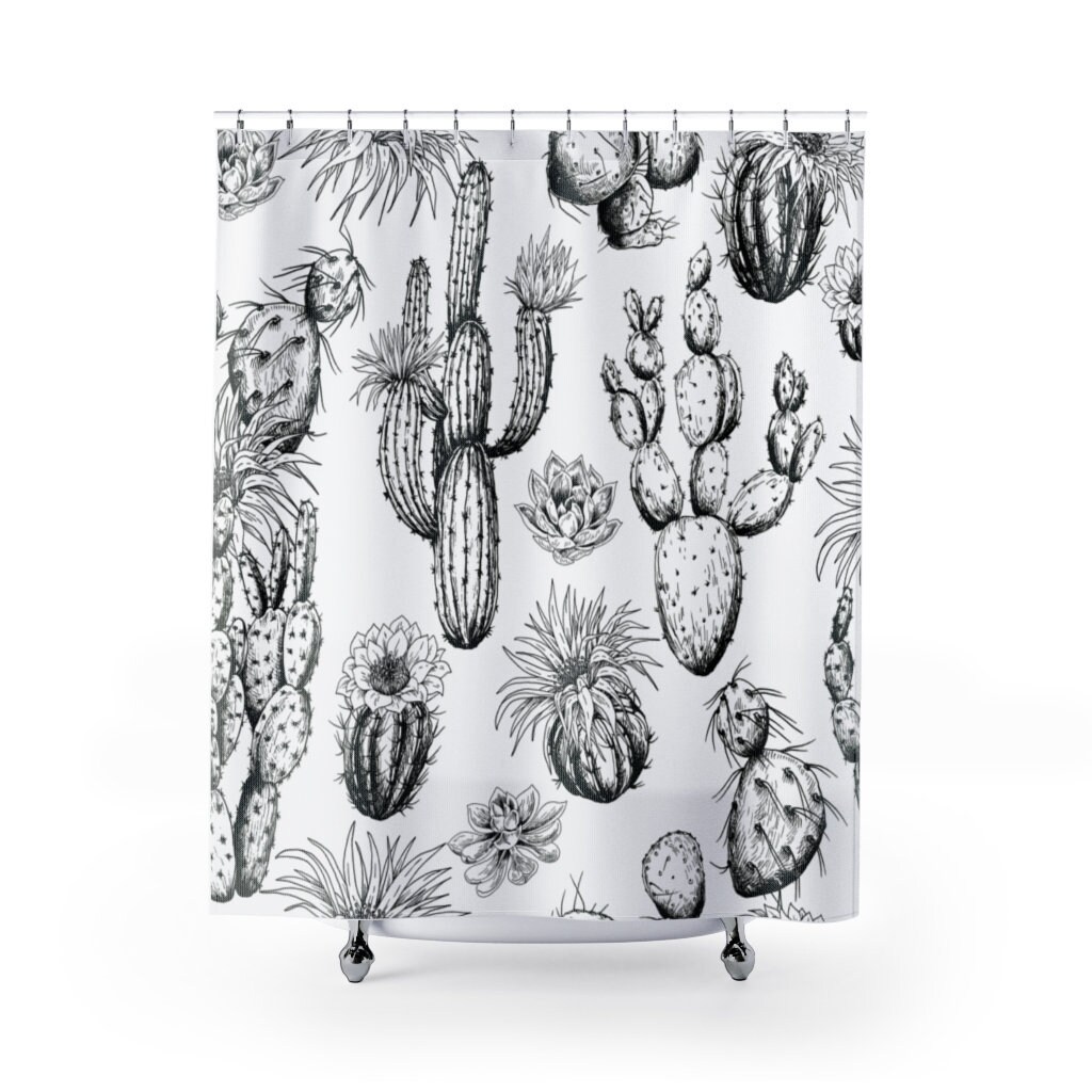 Add A Botanical Touch To Your Bathroom With This Plant Decor Shower Curtain.