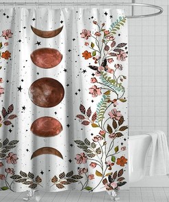 Add A Celestial Touch With This Floral Moon Shower Curtain For A Dreamy Bath 