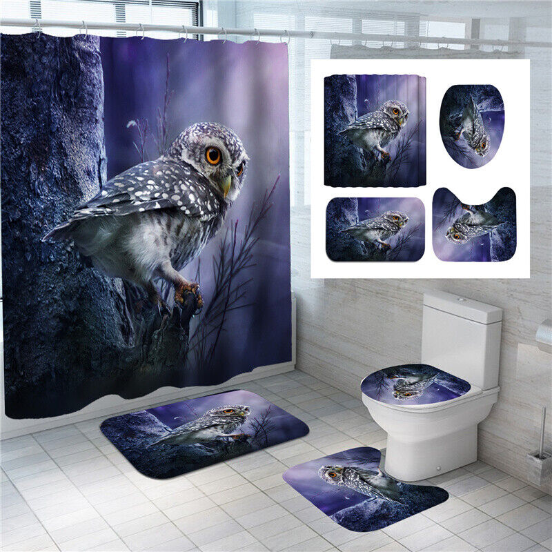 Add A Festive Touch To Your Bathroom With 3D Owl Shower Curtain Bathroom Animal Decor Gift