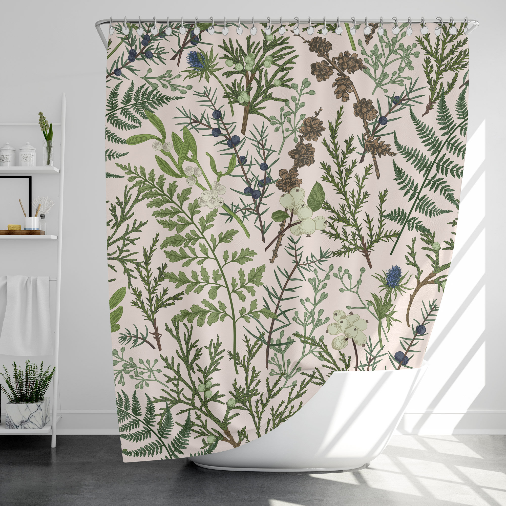 Add A Japanese Touch To Your Bathroom With A Floral Vibe Shower Curtain With 12 Hooks